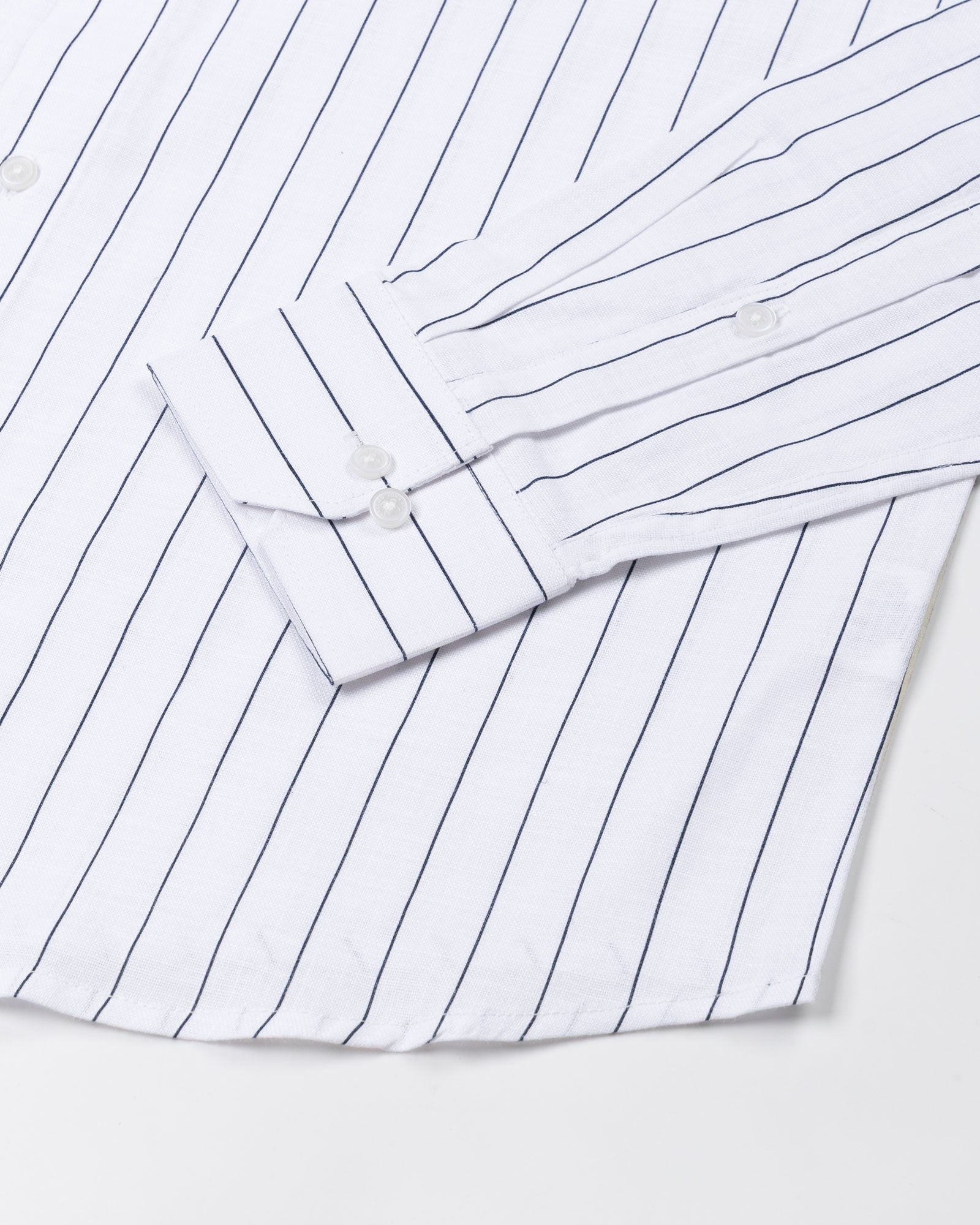 Flaen Navy Blue Strips Linen Shirt - John Ellies