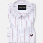 Flaen Maroon Strips Linen Shirt - John Ellies