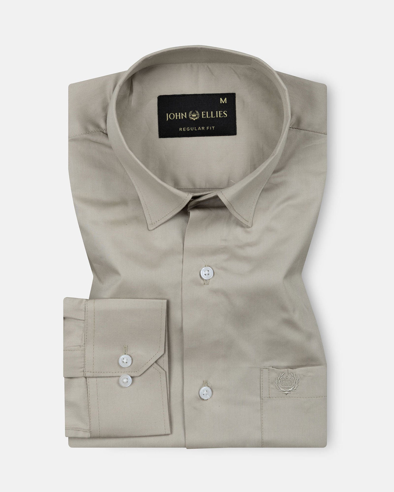 Ronwep Olive Plain Cotton Shirt - John Ellies