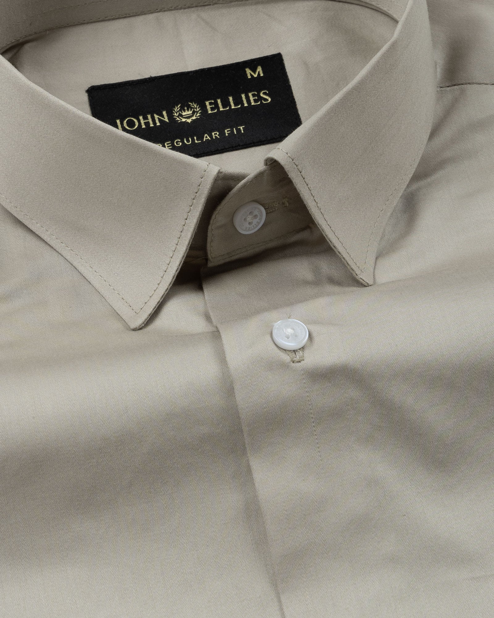 Ronwep Olive Plain Cotton Shirt - John Ellies