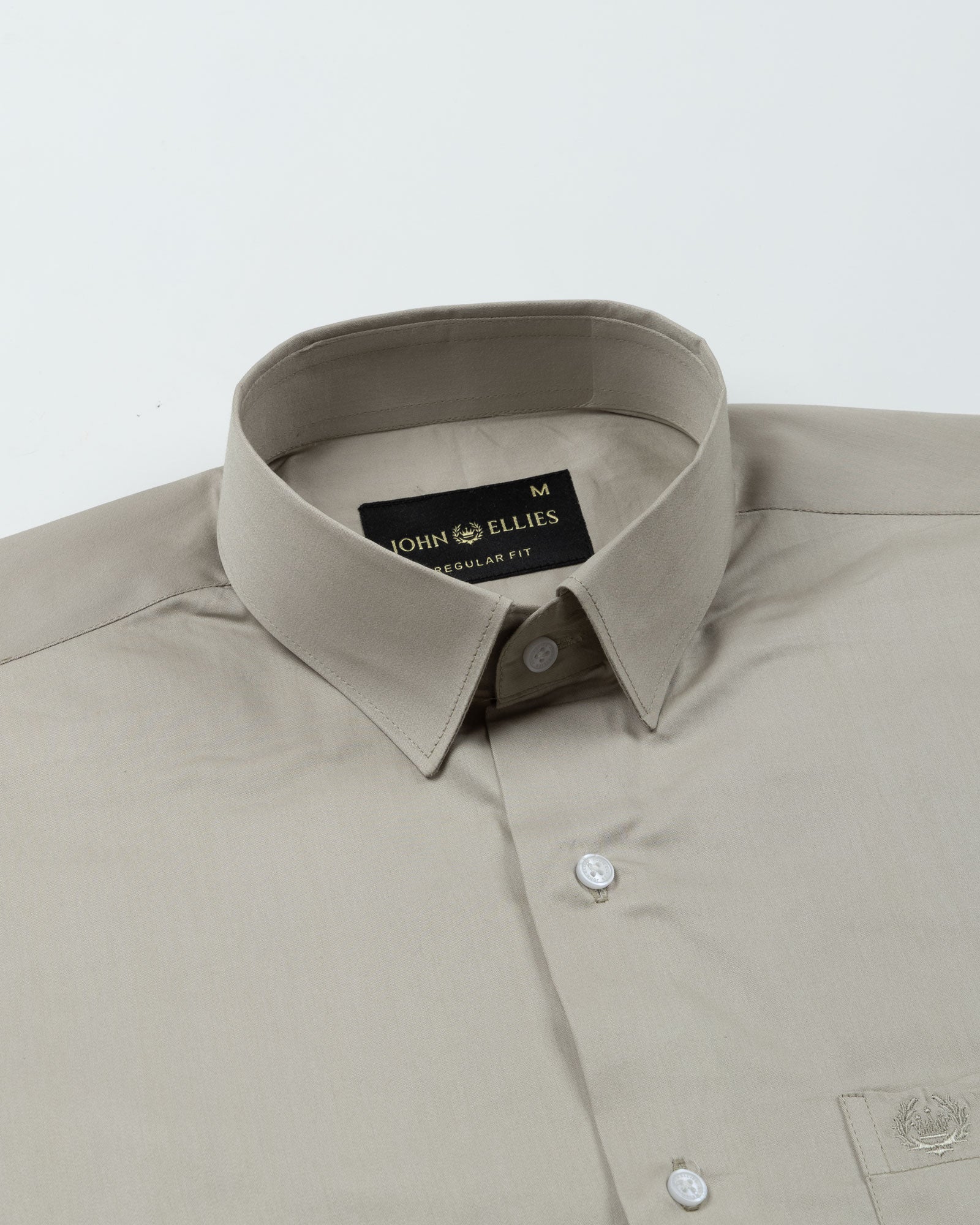 Ronwep Olive Plain Cotton Shirt - John Ellies