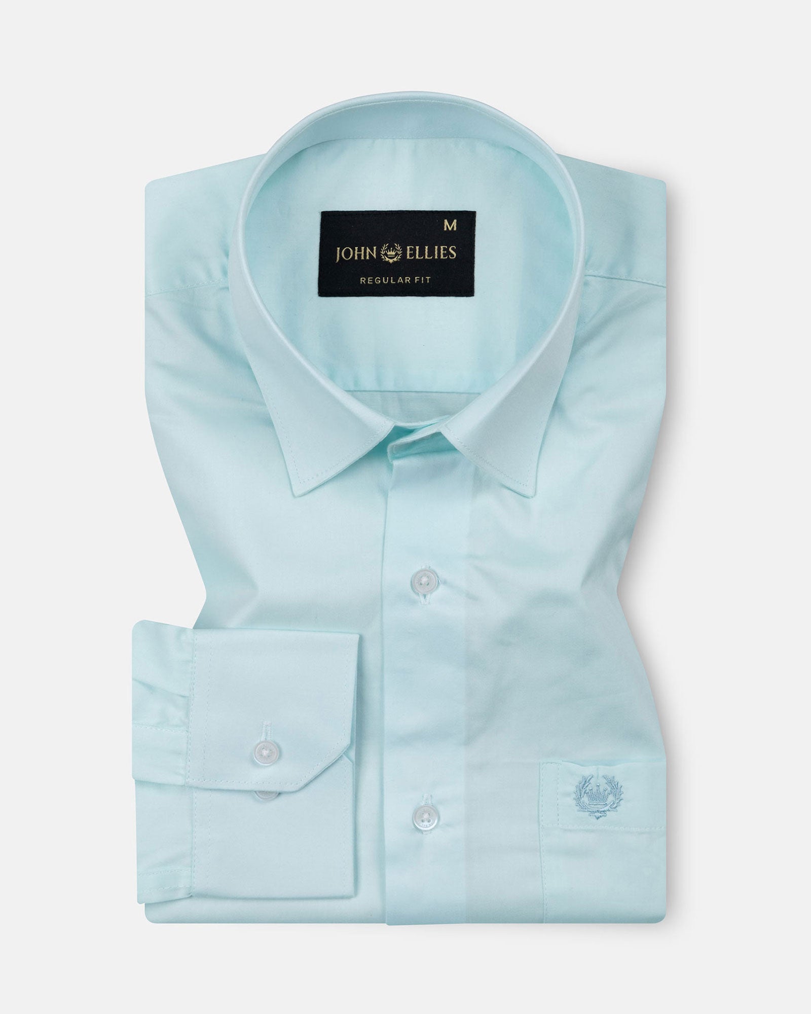 Ronwep Cyan Plain Cotton Shirt - John Ellies