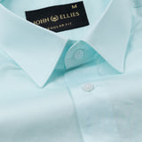 Ronwep Cyan Plain Cotton Shirt - John Ellies