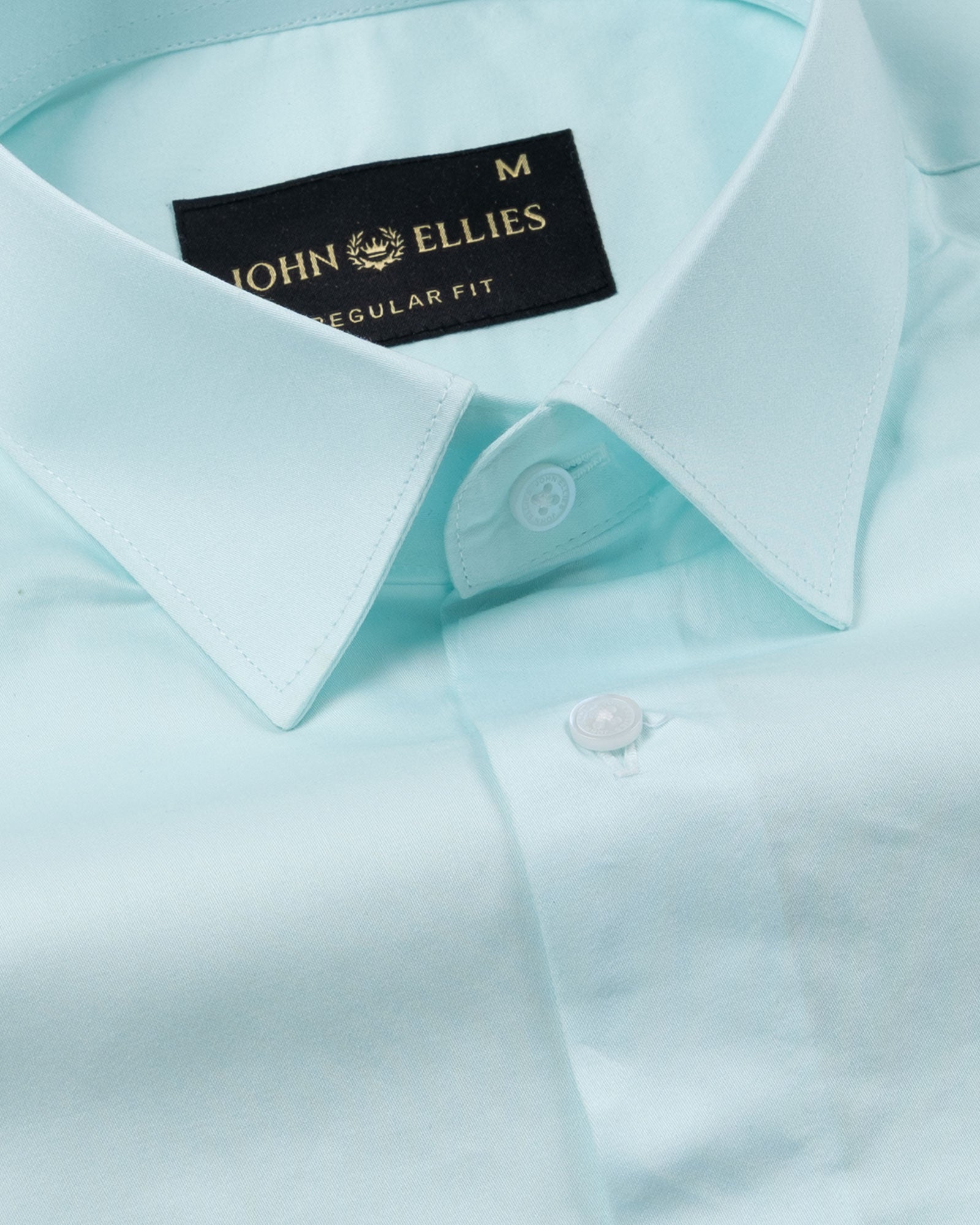 Ronwep Cyan Plain Cotton Shirt - John Ellies