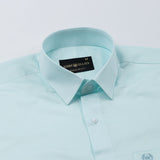 Ronwep Cyan Plain Cotton Shirt - John Ellies