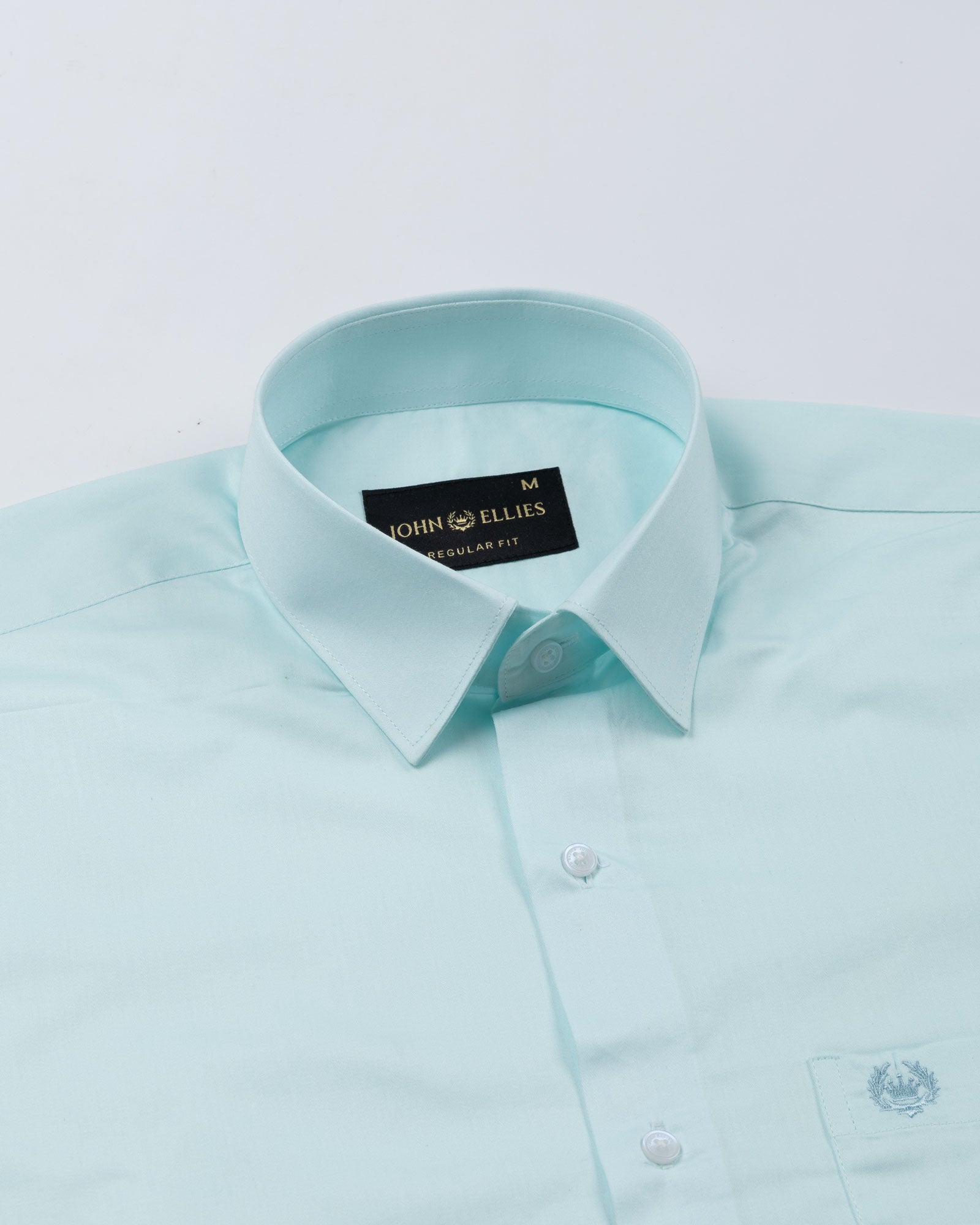 Ronwep Cyan Plain Cotton Shirt - John Ellies
