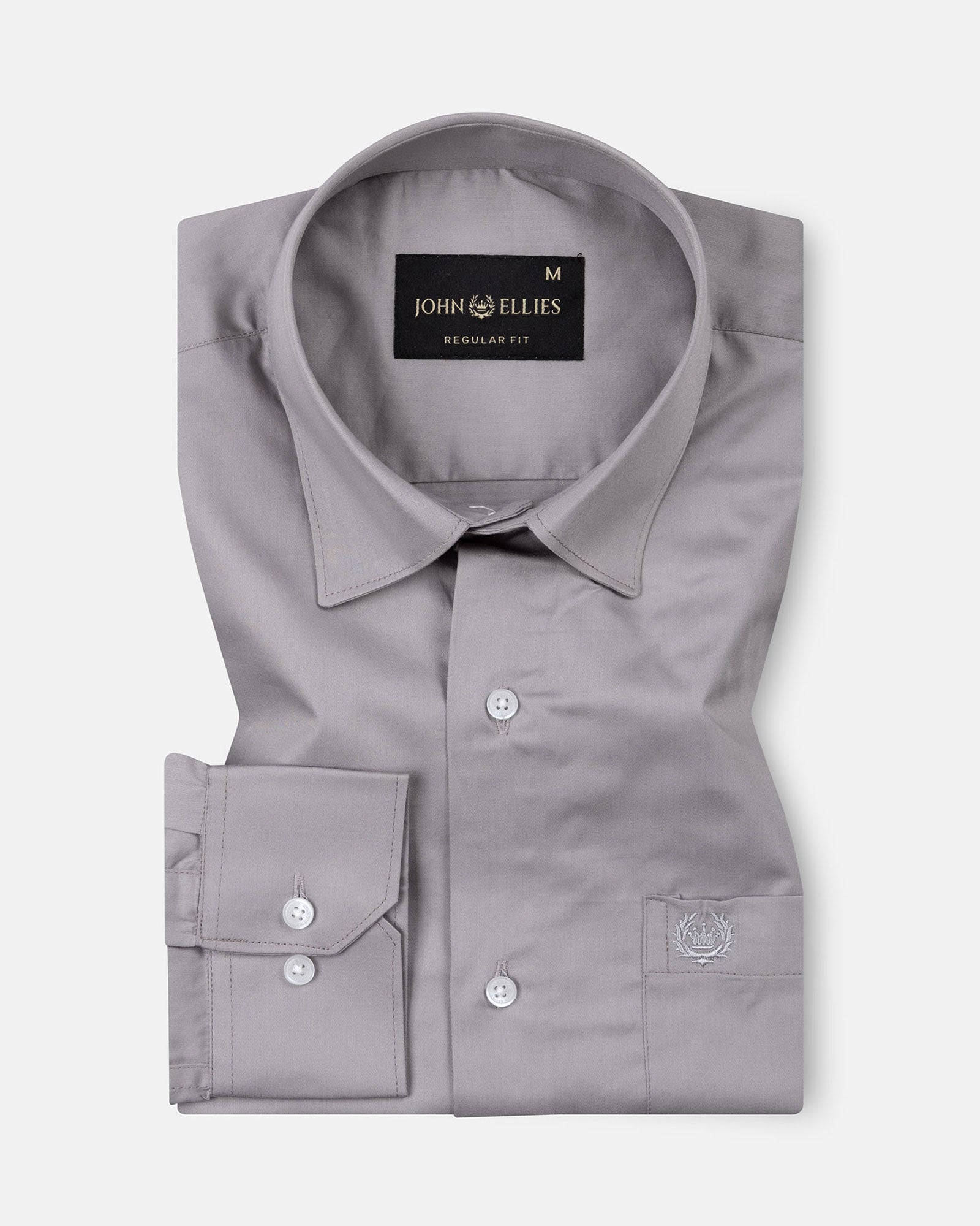Ronwep Grey Plain Cotton Shirt - John Ellies