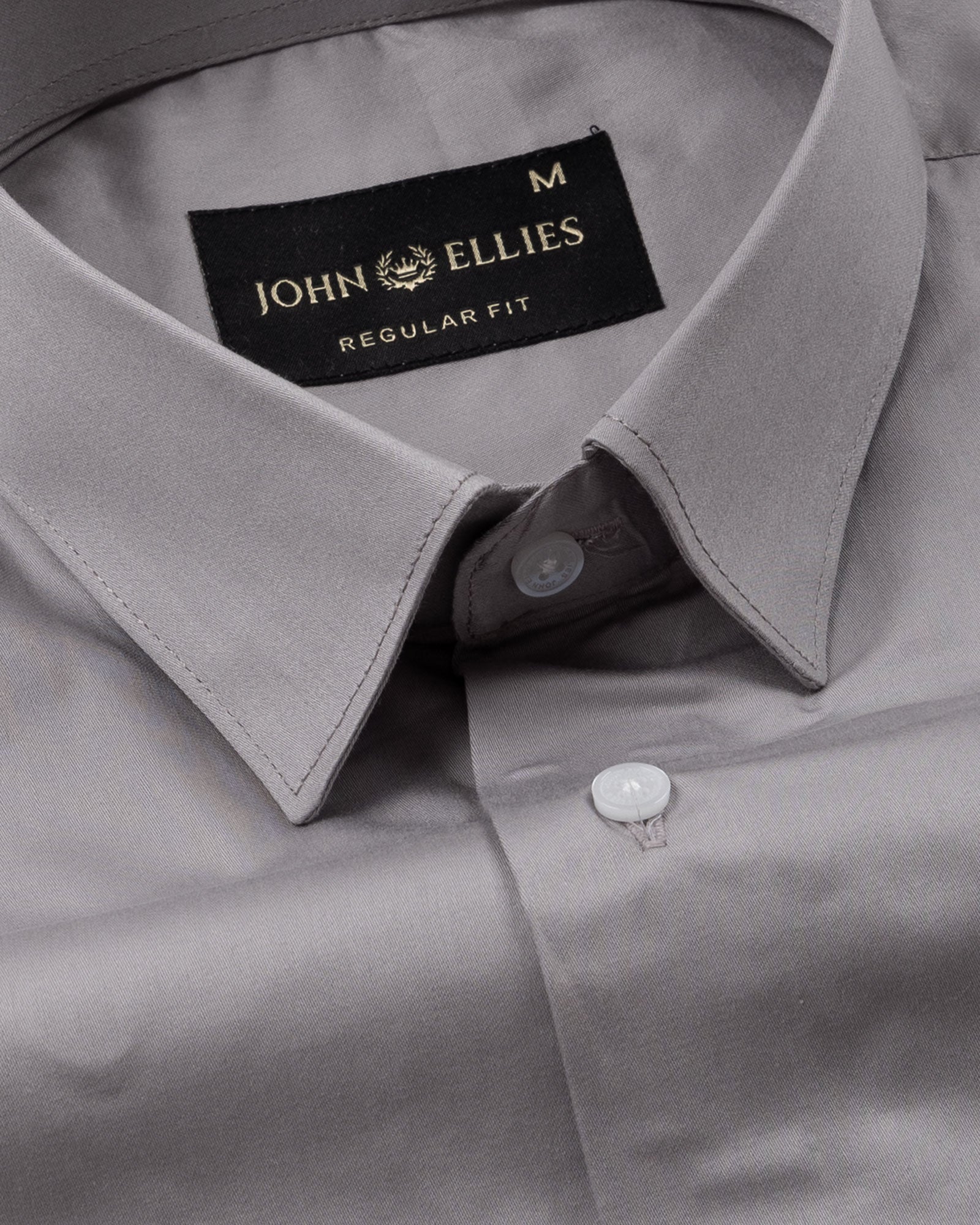 Ronwep Grey Plain Cotton Shirt - John Ellies