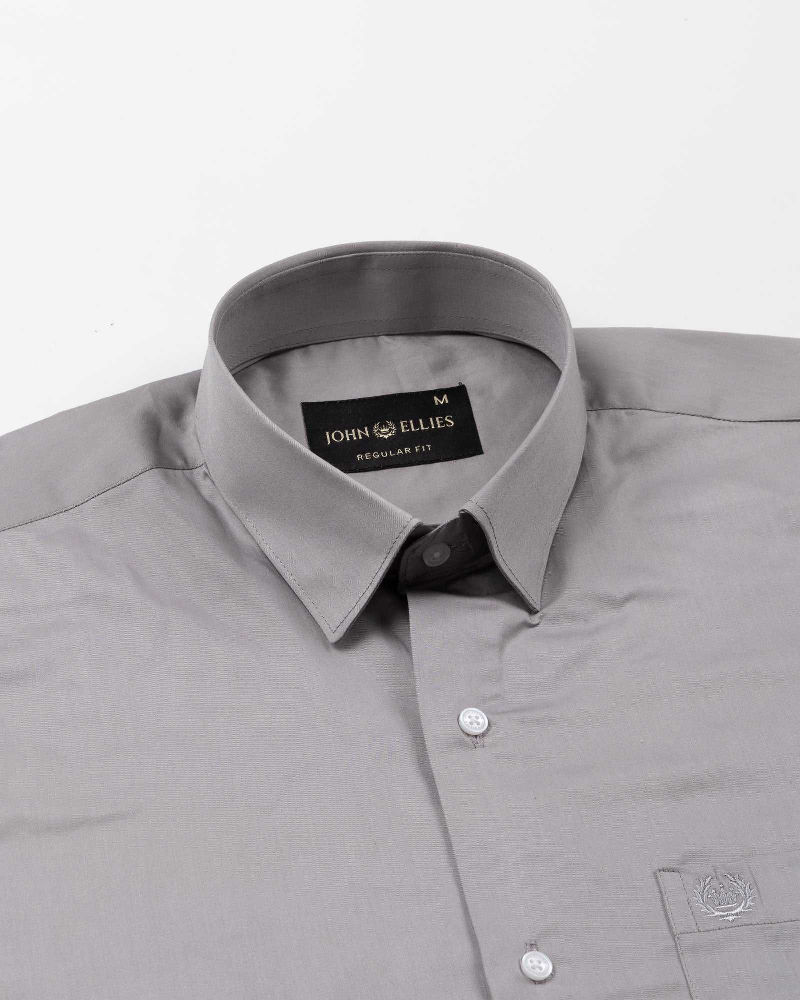 Ronwep Grey Plain Cotton Shirt - John Ellies