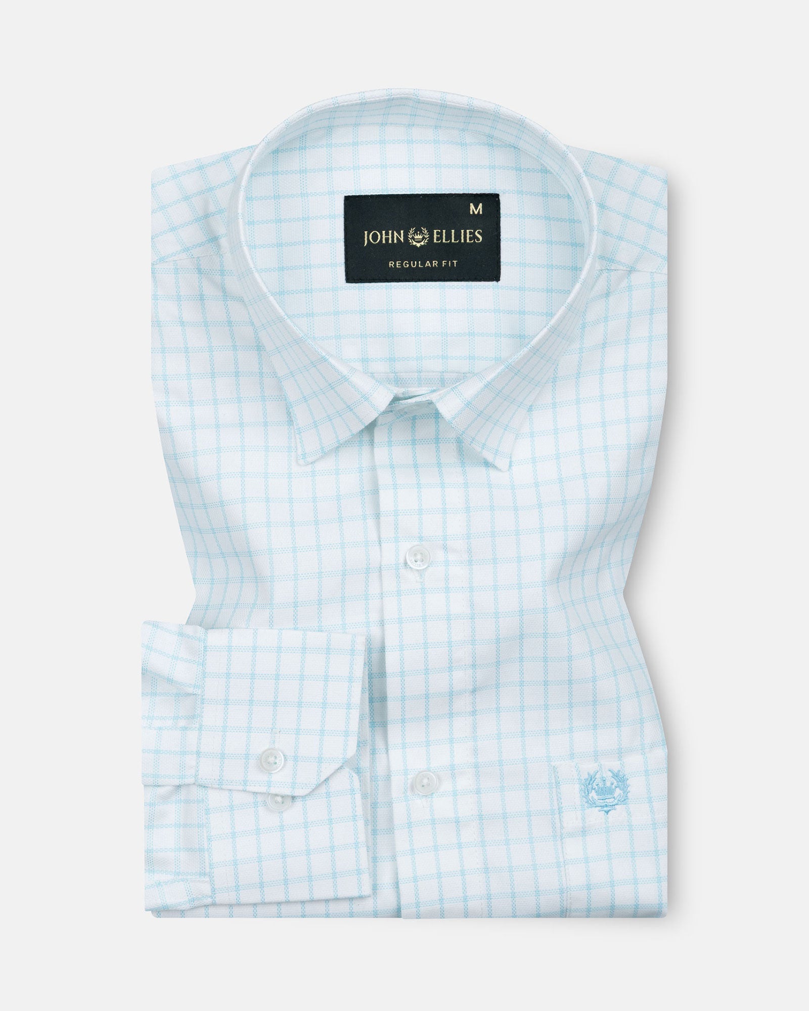 Quens Cyan Check Textured Shirt - John Ellies