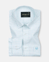 Quens Cyan Check Textured Shirt