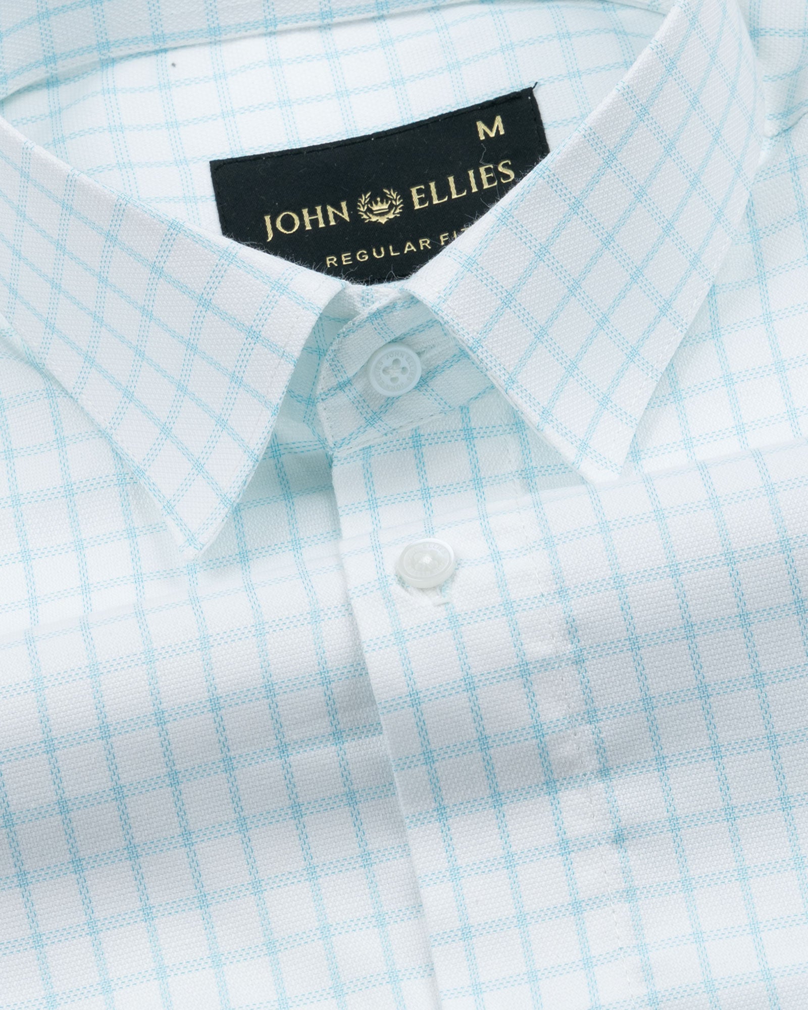 Quens Cyan Check Textured Shirt - John Ellies