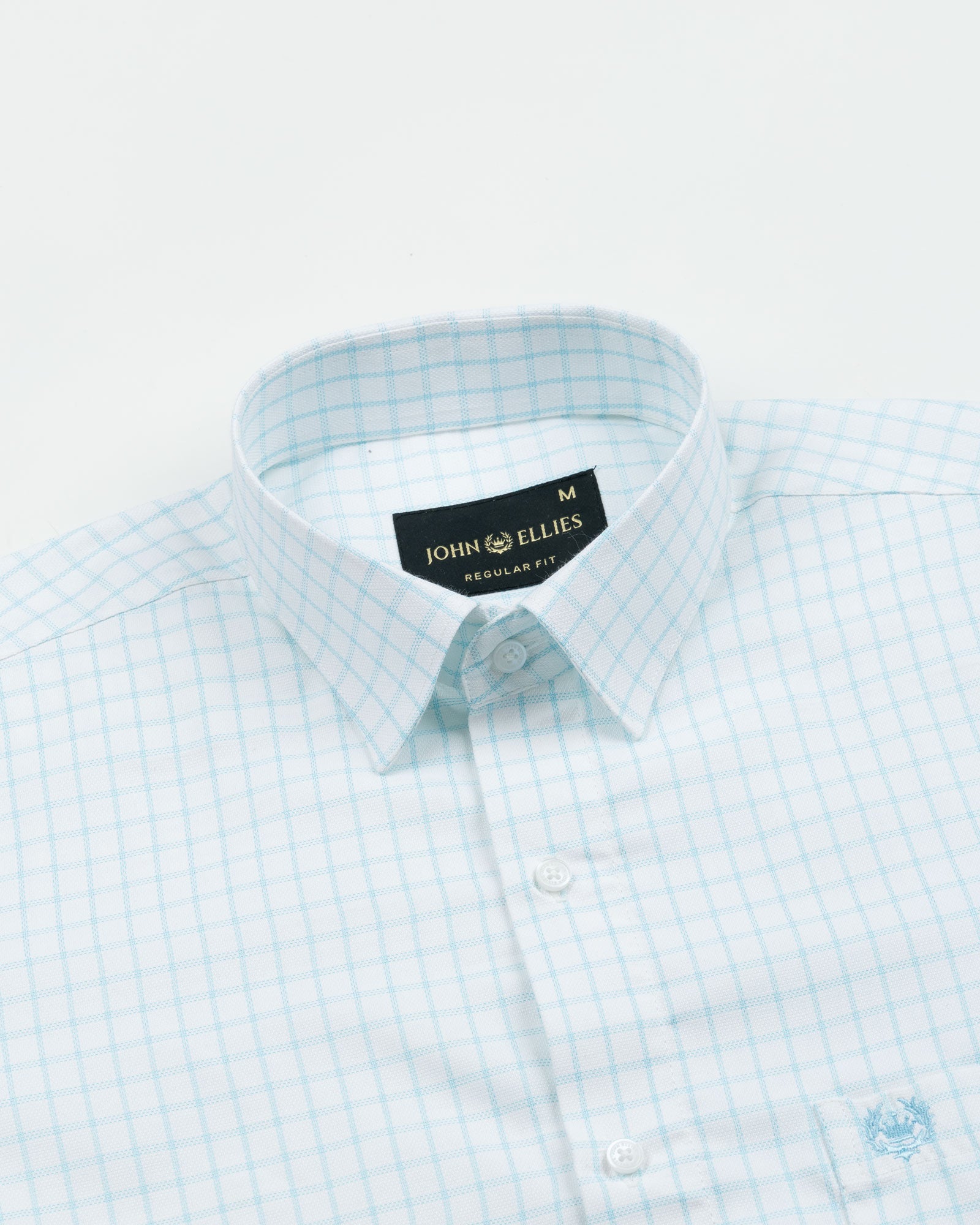 Quens Cyan Check Textured Shirt - John Ellies