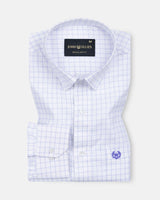Quens Navy Blue Check Textured Shirt