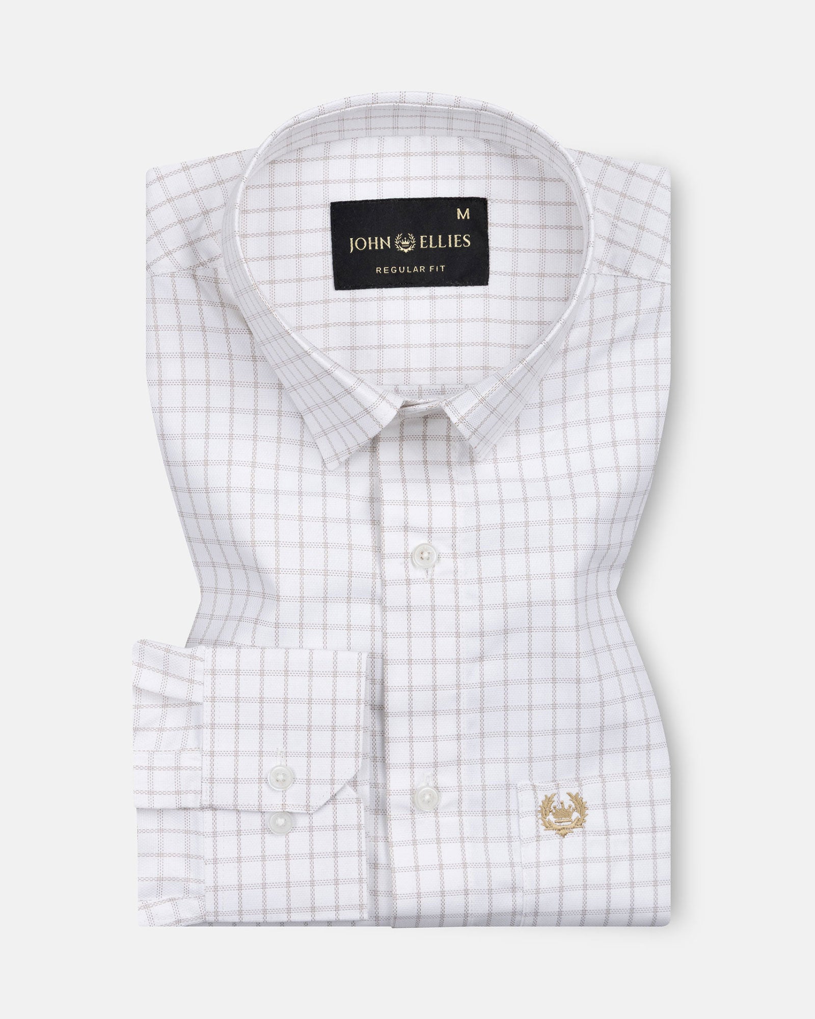 Quens Brown Check Textured Shirt - John Ellies