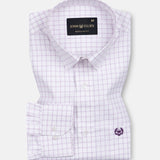 Quens Purple Check Textured Shirt - John Ellies