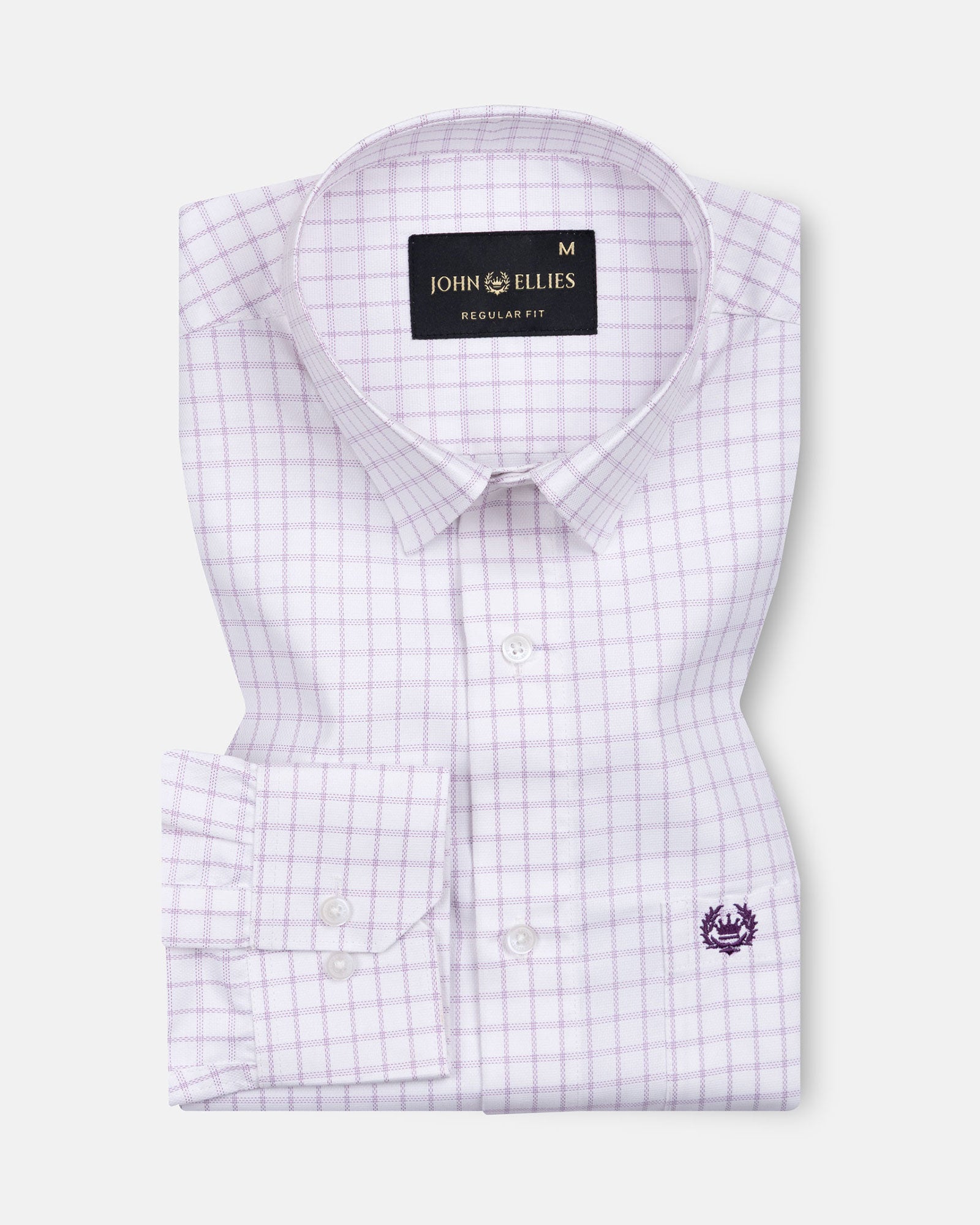 Quens Purple Check Textured Shirt - John Ellies