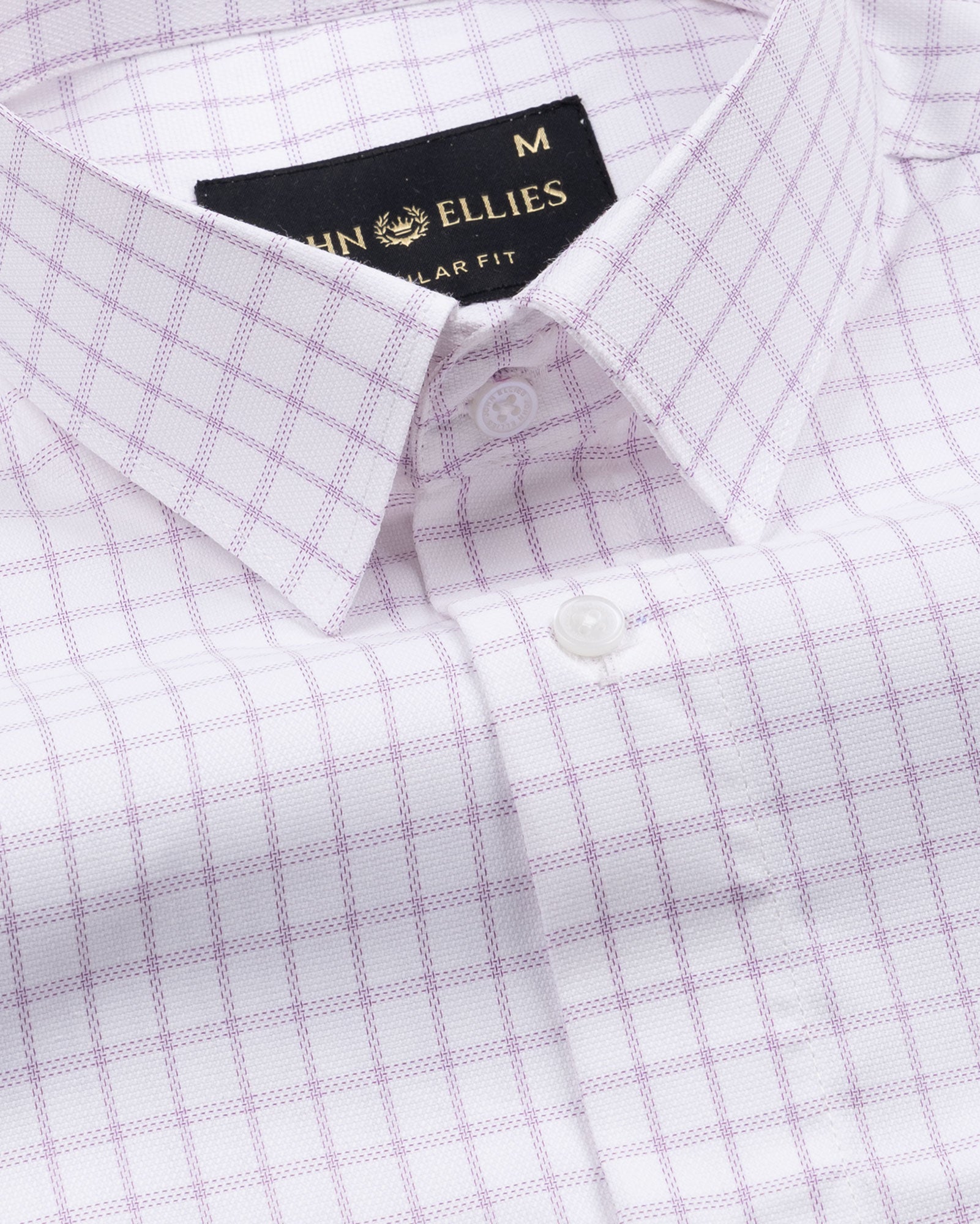 Quens Purple Check Textured Shirt - John Ellies