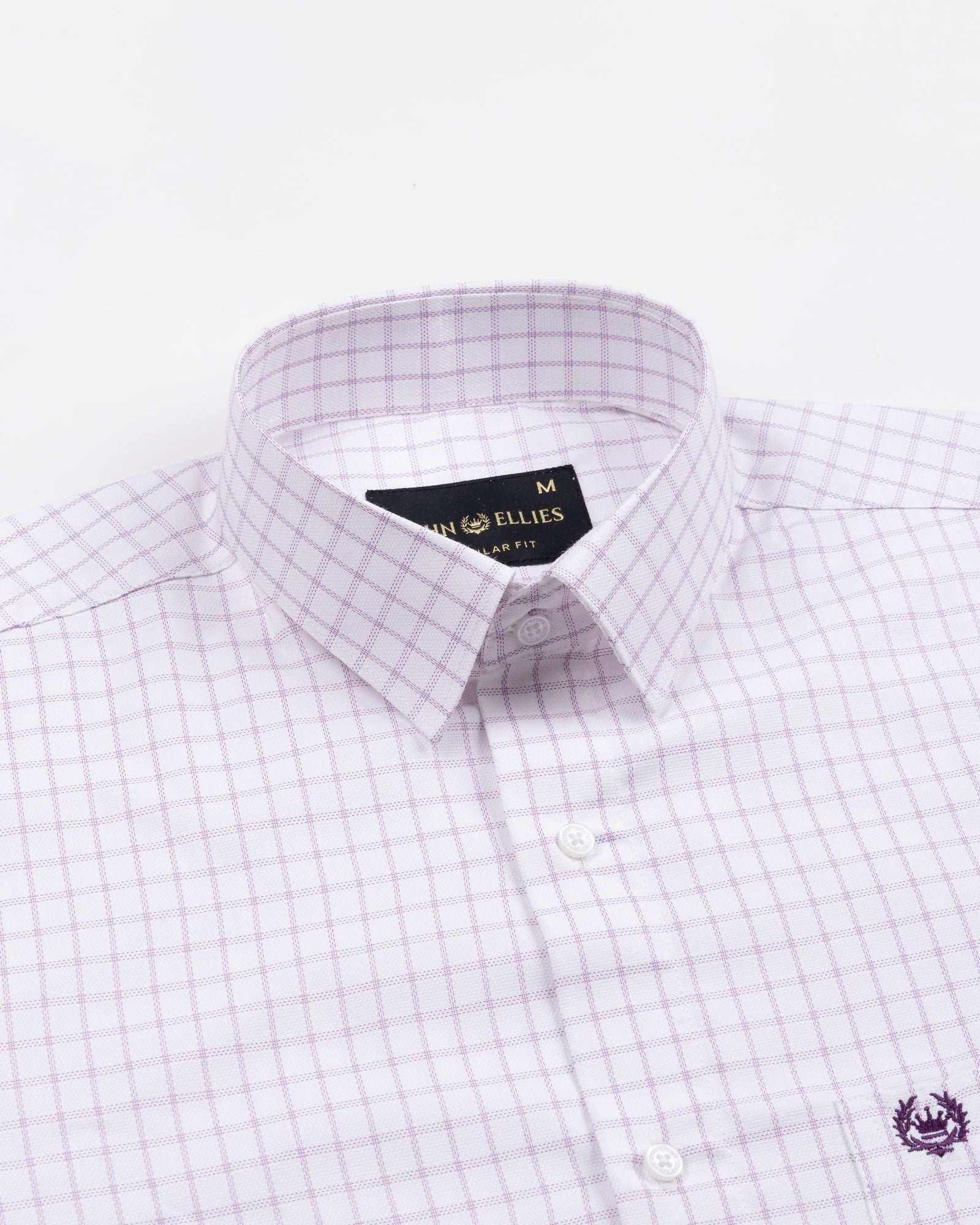 Quens Purple Check Textured Shirt - John Ellies