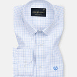 Quens Blue Check Textured Shirt - John Ellies