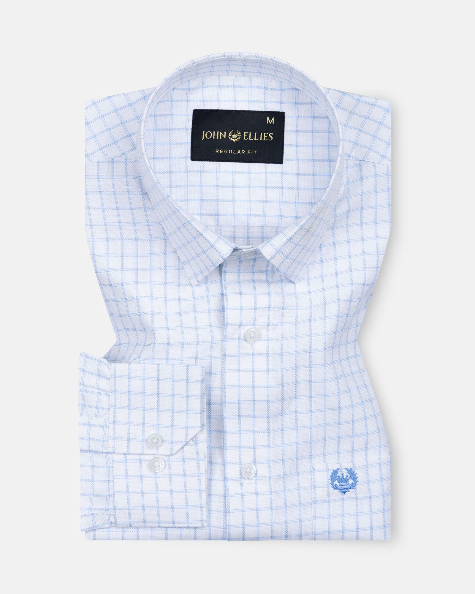 Quens Blue Check Textured Shirt - John Ellies