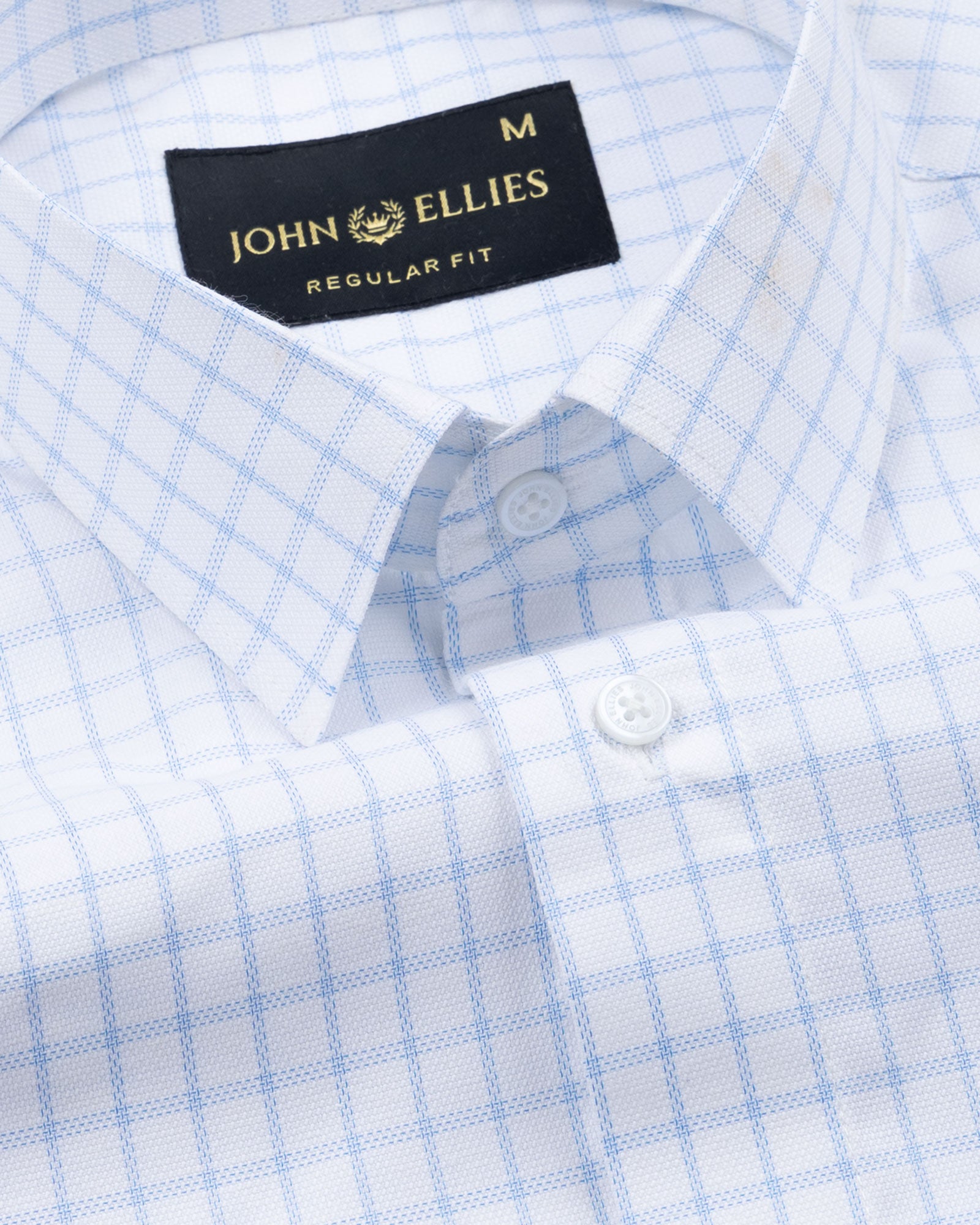 Quens Blue Check Textured Shirt - John Ellies