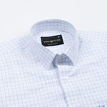 Quens Blue Check Textured Shirt - John Ellies