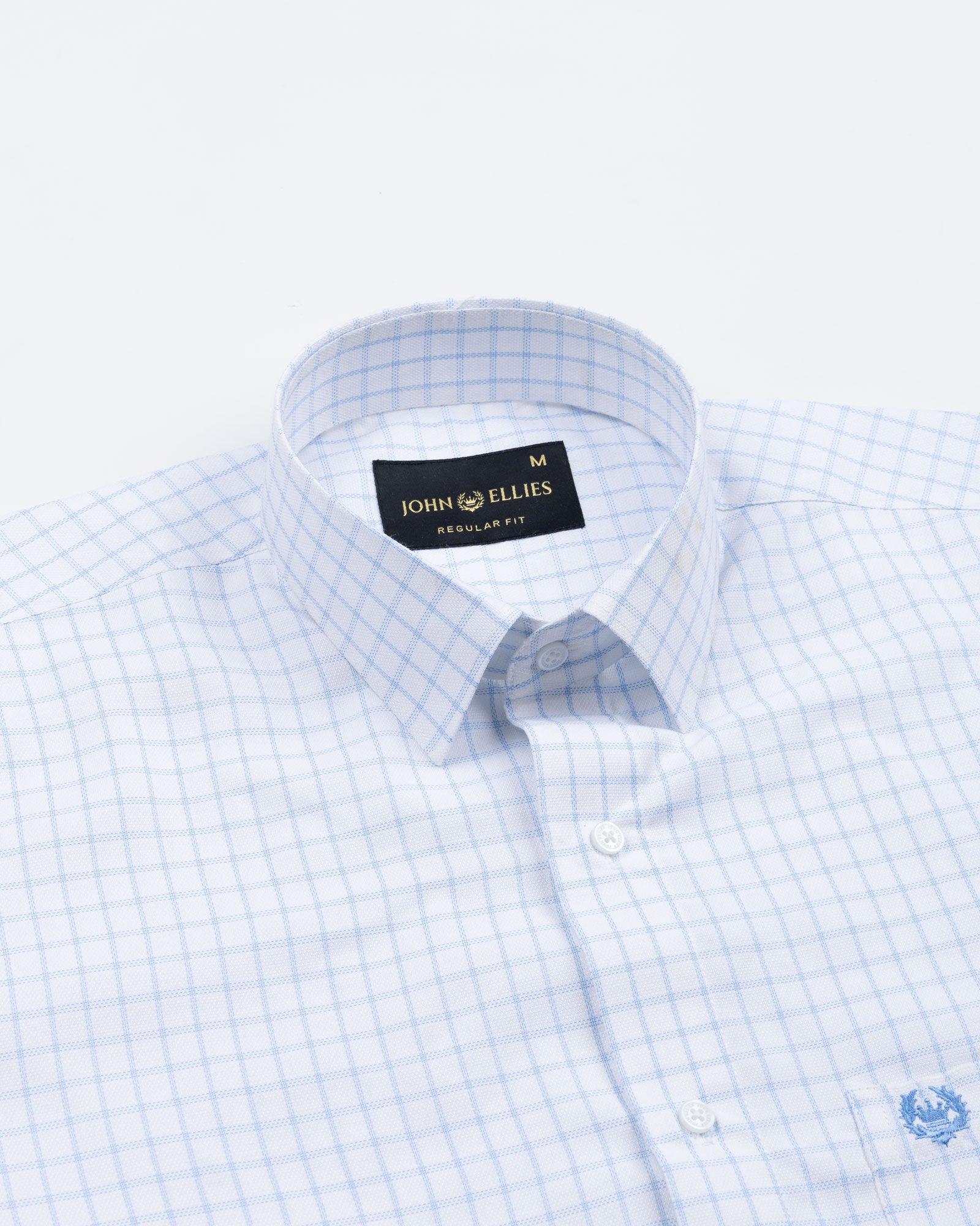 Quens Blue Check Textured Shirt - John Ellies