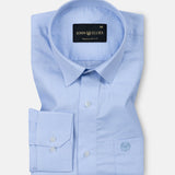 Mezock Blue Plain Textured Cotton Shirt - John Ellies