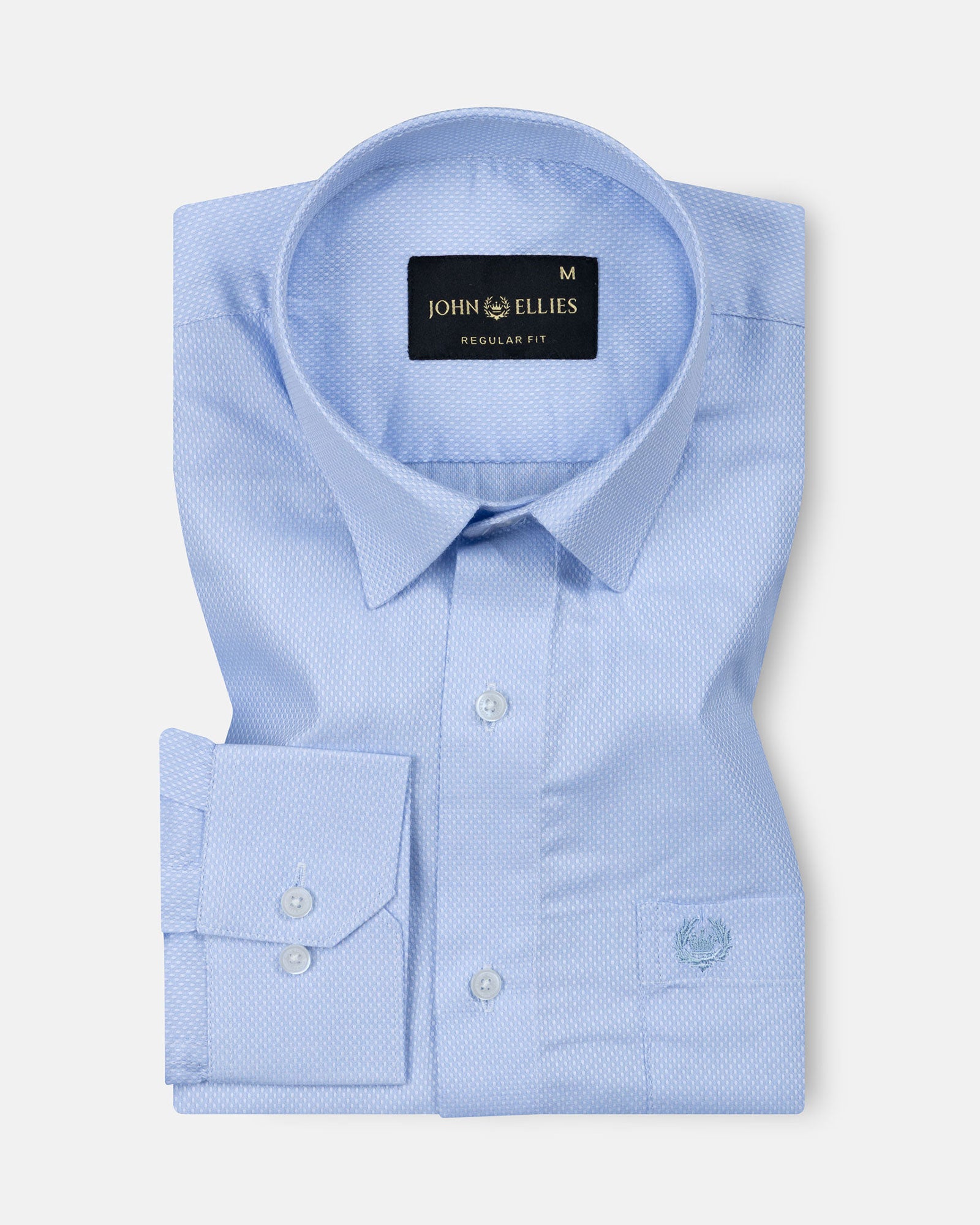 Mezock Blue Plain Textured Cotton Shirt - John Ellies