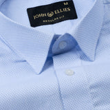 Mezock Blue Plain Textured Cotton Shirt - John Ellies