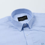 Mezock Blue Plain Textured Cotton Shirt - John Ellies