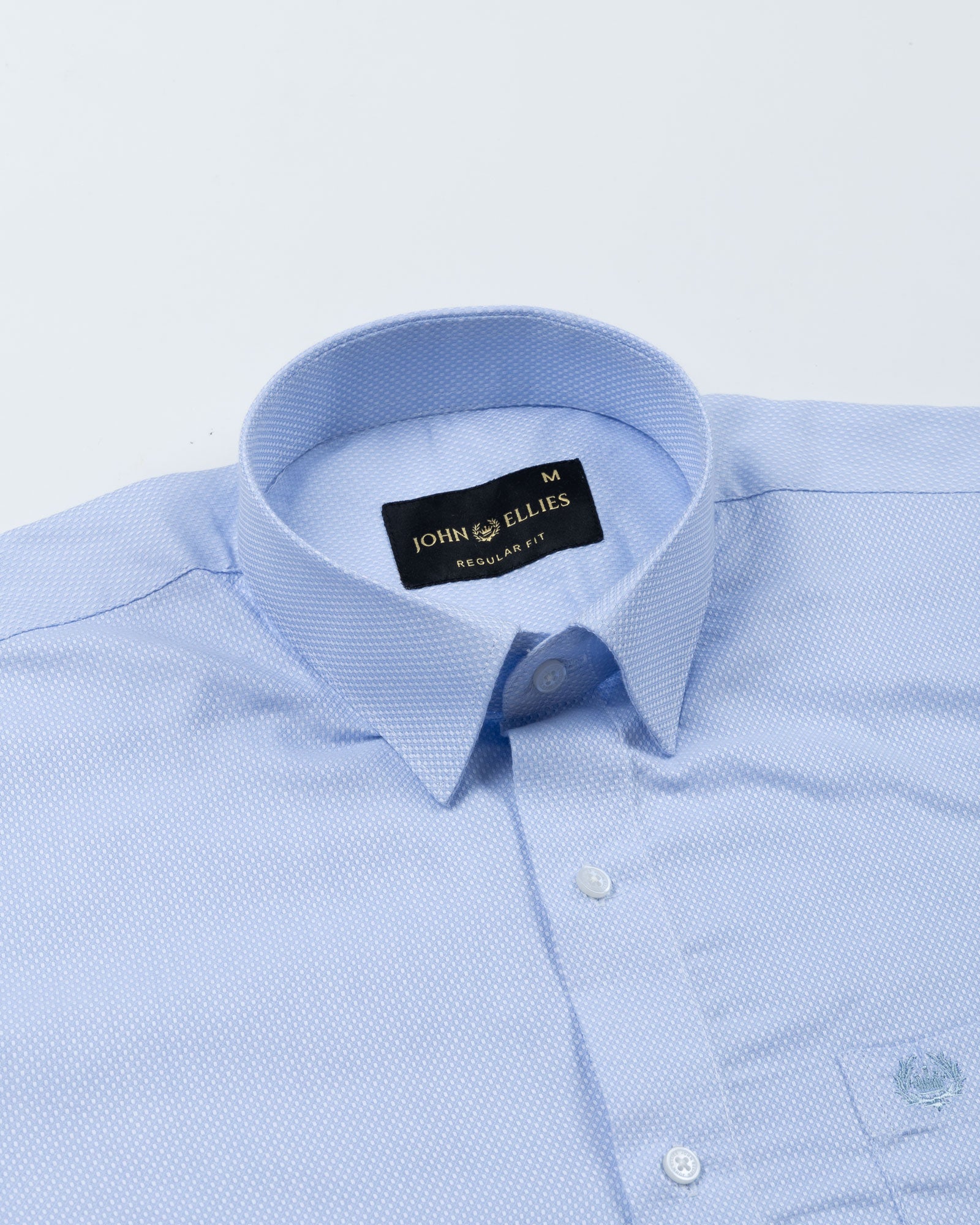 Mezock Blue Plain Textured Cotton Shirt - John Ellies