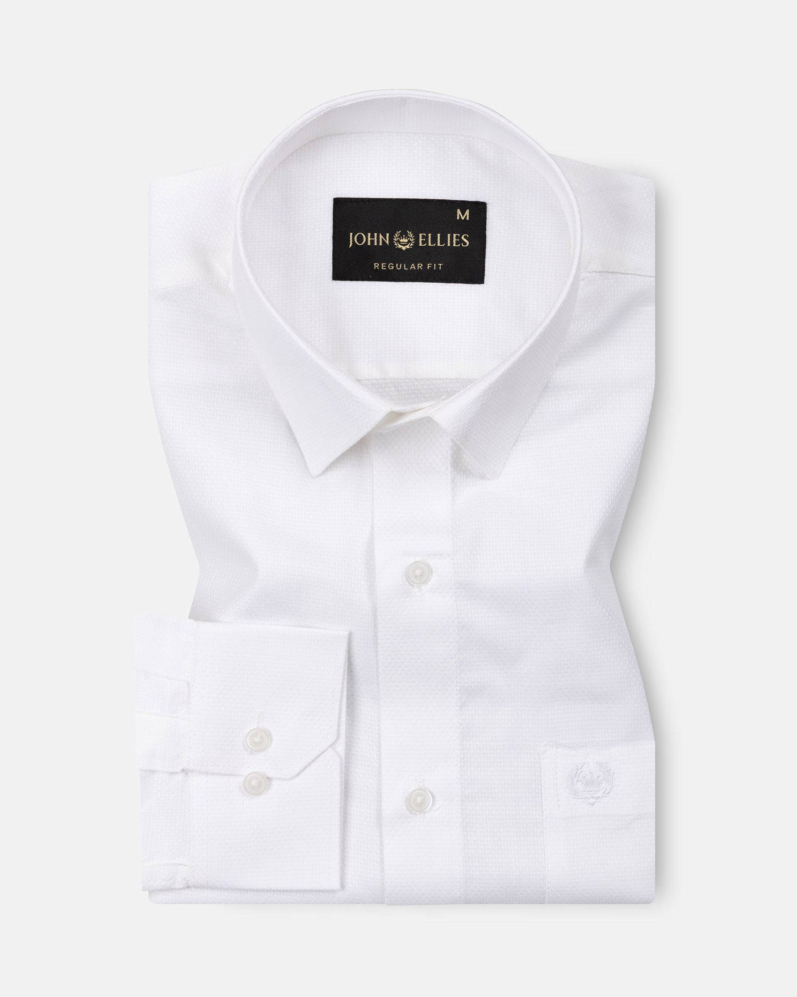 Mezock White Plain Textured Cotton Shirt - John Ellies