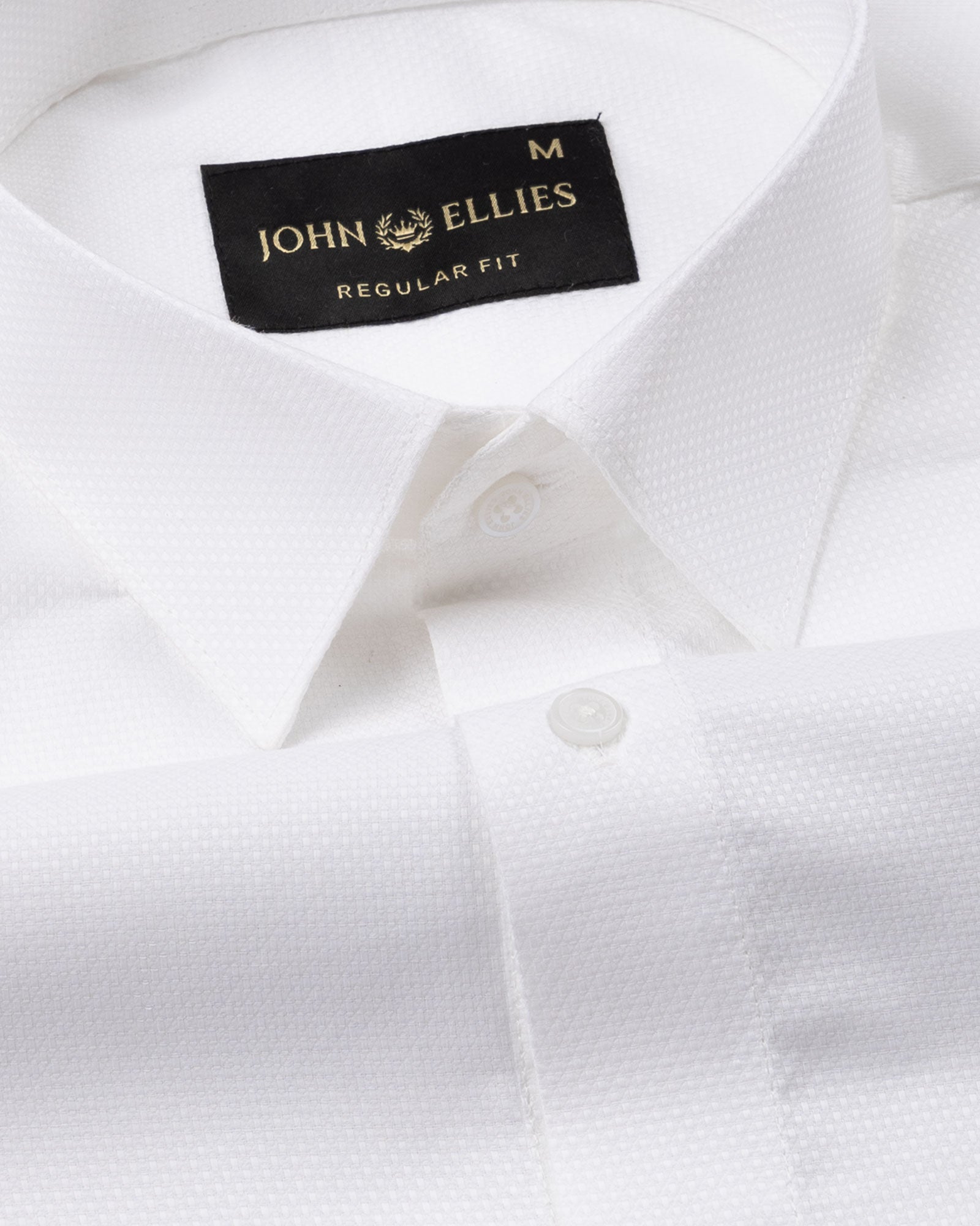 Mezock White Plain Textured Cotton Shirt - John Ellies