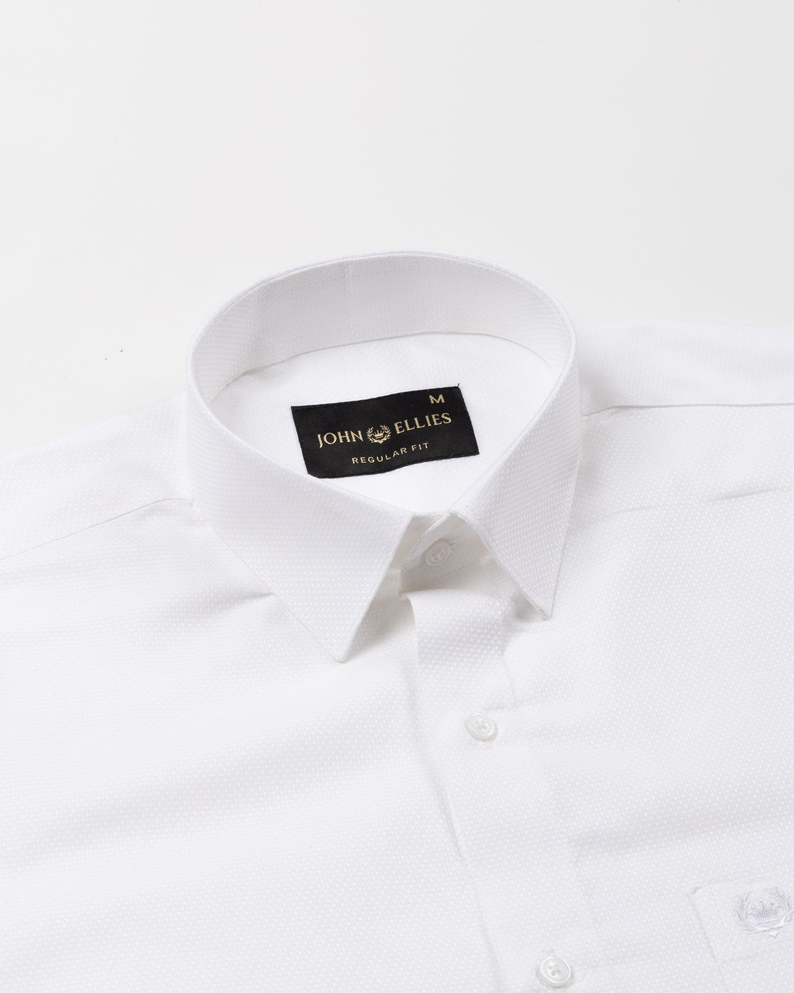 Mezock White Plain Textured Cotton Shirt - John Ellies