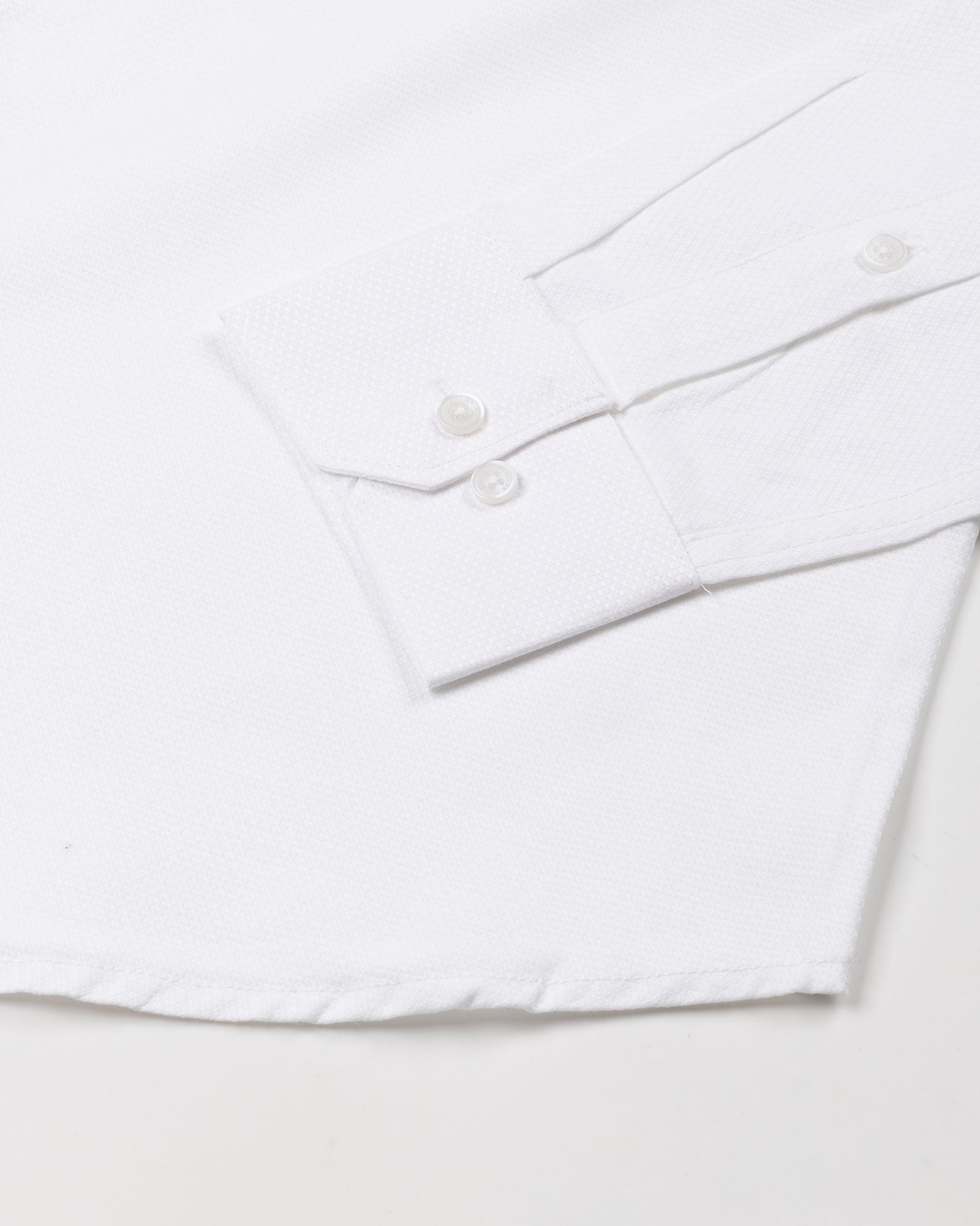Mezock White Plain Textured Cotton Shirt - John Ellies