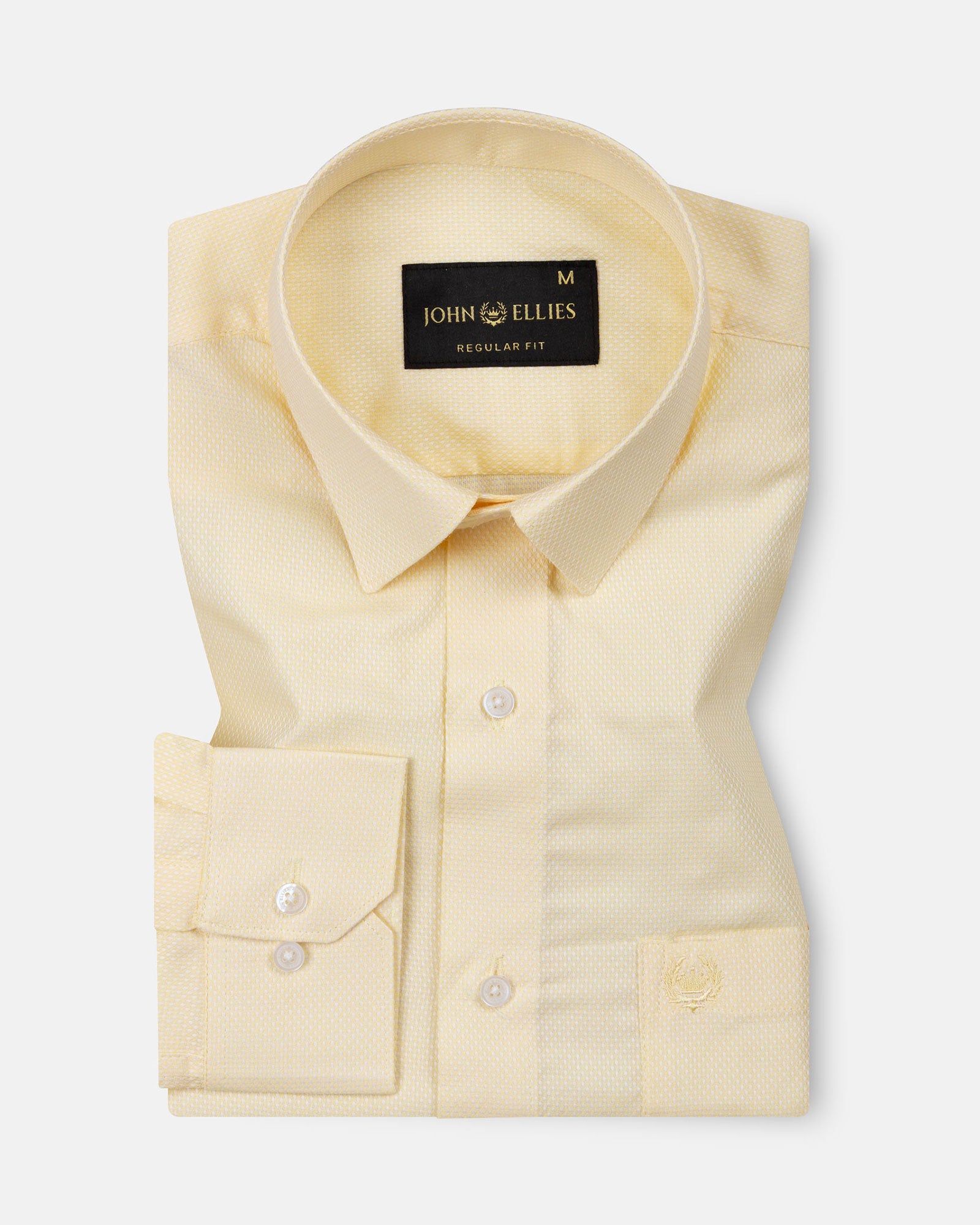 Mezock Yellow Plain Textured Cotton Shirt - John Ellies