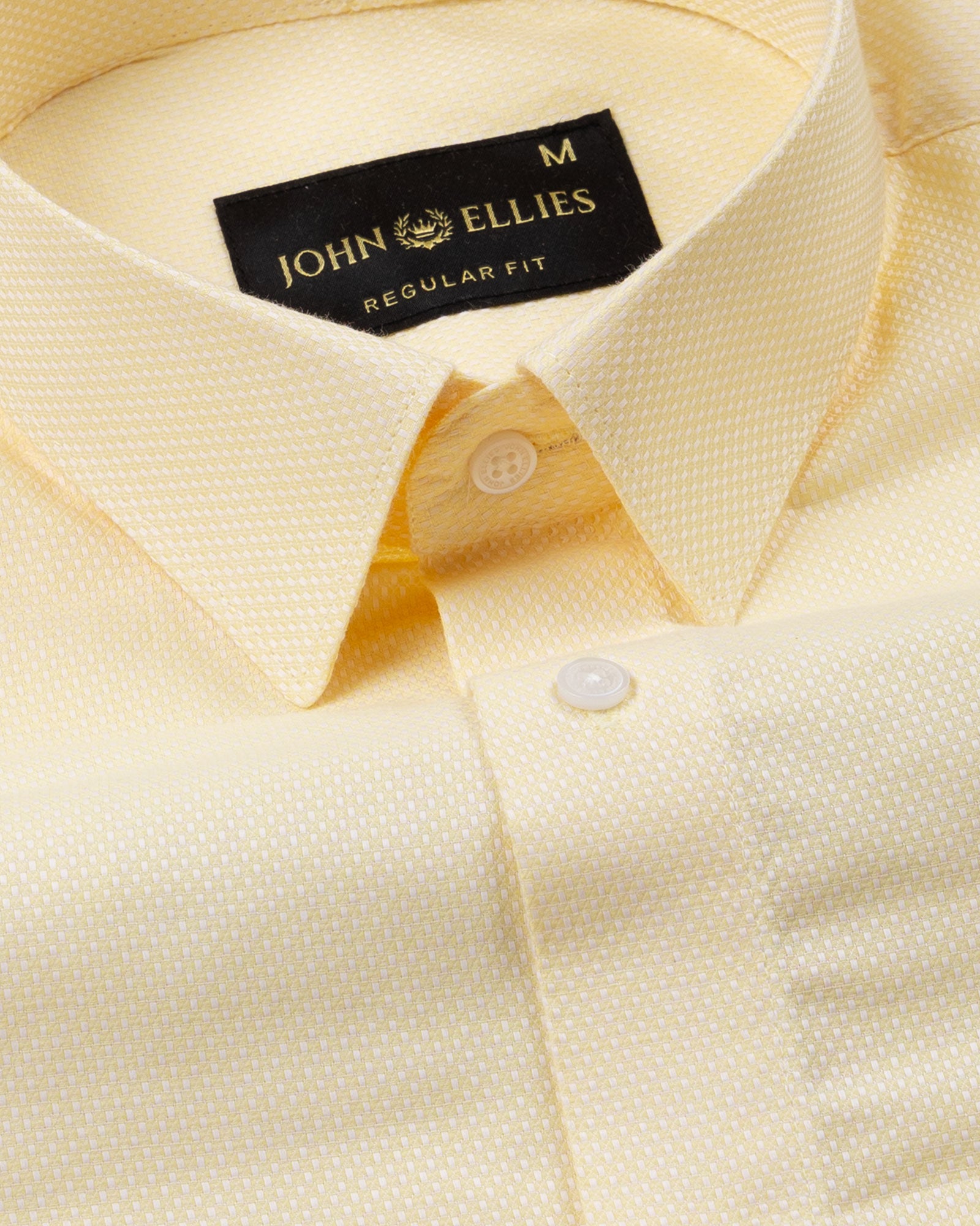 Mezock Yellow Plain Textured Cotton Shirt - John Ellies