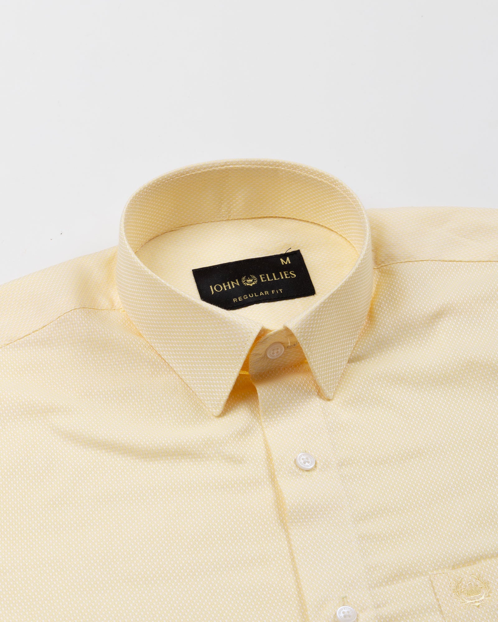 Mezock Yellow Plain Textured Cotton Shirt - John Ellies
