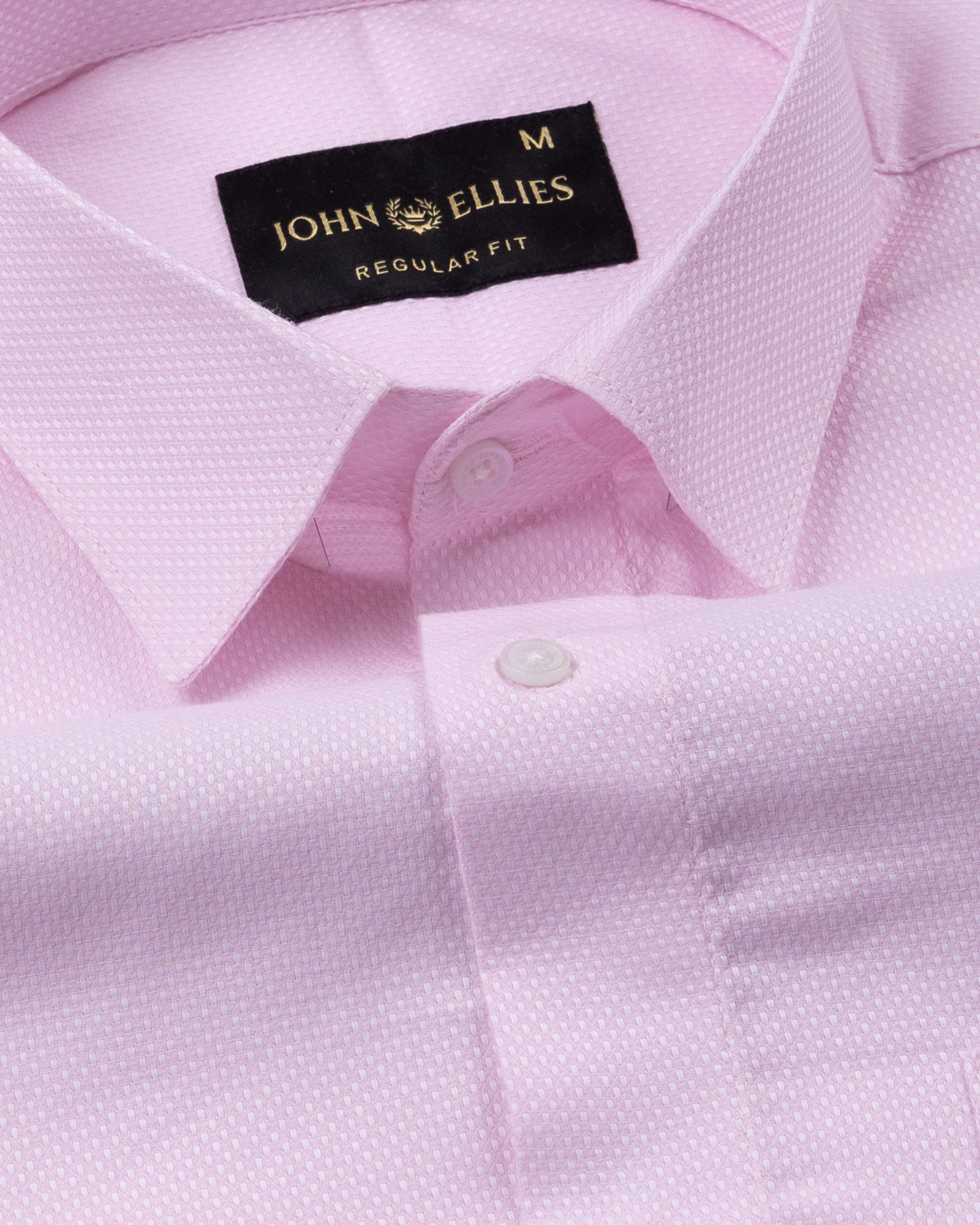 Mezock Pink Plain Textured Cotton Shirt - John Ellies