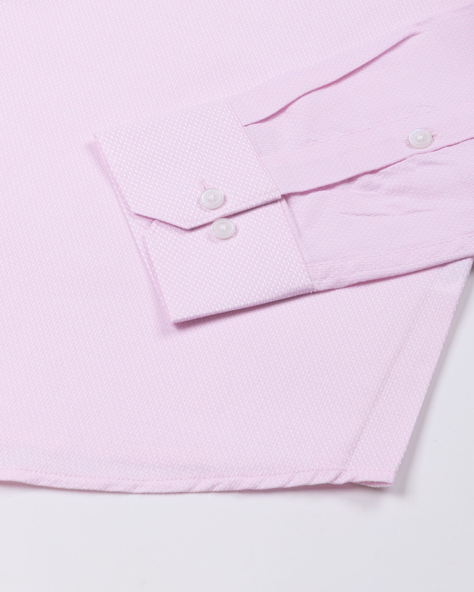 Mezock Pink Plain Textured Cotton Shirt - John Ellies