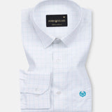 Juster Cyan Check Textured Cotton Shirt - John Ellies