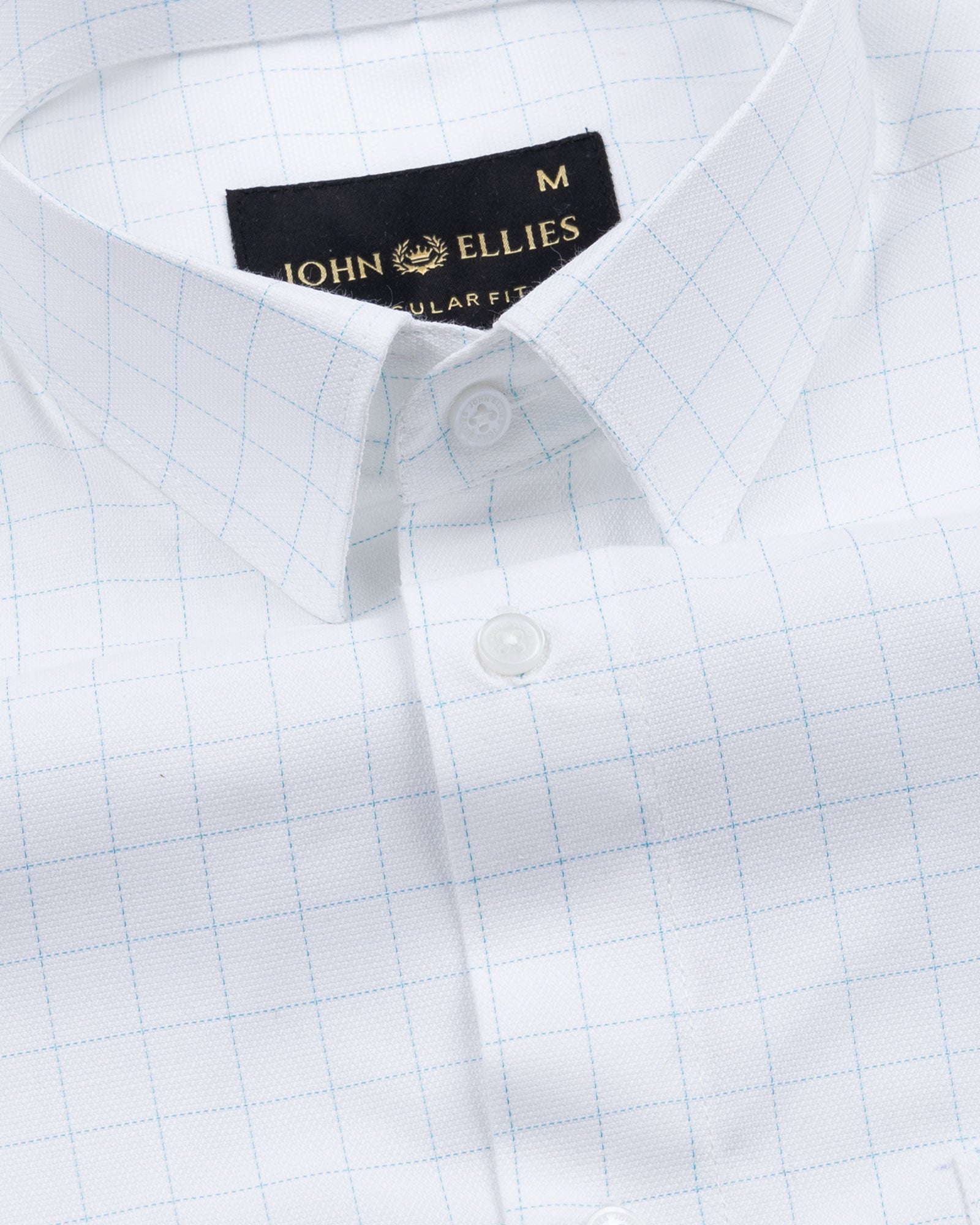 Juster Cyan Check Textured Cotton Shirt - John Ellies