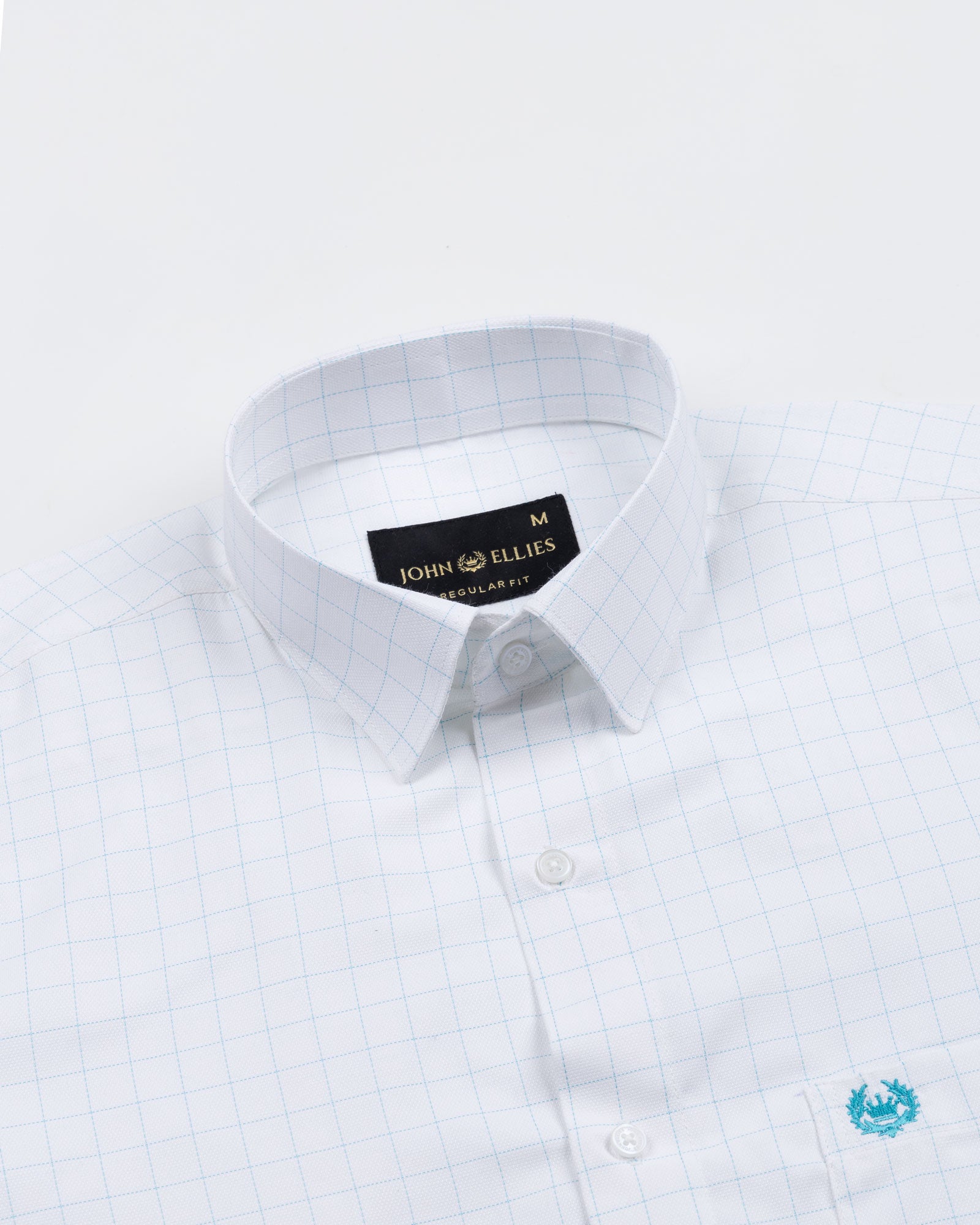 Juster Cyan Check Textured Cotton Shirt - John Ellies