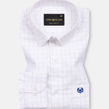 Juster Navy Blue Check Textured Cotton Shirt - John Ellies