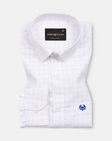 Juster Navy Blue Check Textured Cotton Shirt