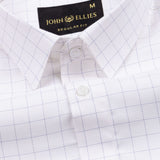 Juster Navy Blue Check Textured Cotton Shirt - John Ellies