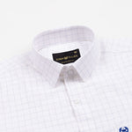 Juster Navy Blue Check Textured Cotton Shirt - John Ellies