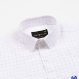 Juster Navy Blue Check Textured Cotton Shirt - John Ellies